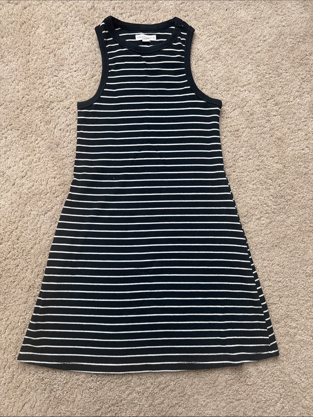 Aeropostale Black & White Striped Sleeveless Tank Dress